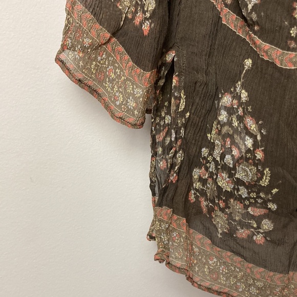 DKNY City silk boho style shirt, size 6 (see measurements), 3/4 sleeve - Picture 6 of 12